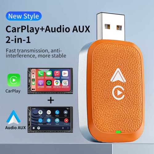 2 in 1 Wireless Network Card Wired to Wireless Carplay Adapter for Apple Carplay Android Car Wireless Adapter -Amber Orange