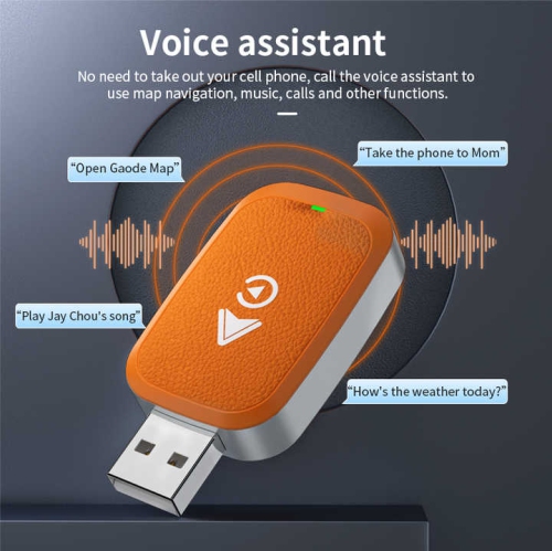 2 in 1 Wireless Network Card Wired to Wireless Carplay Adapter for Apple Carplay Android Car Wireless Adapter -Amber Orange