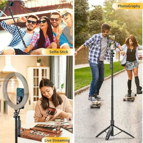 Bluetooth selfie stick L16 live broadcast anti-shake telescopic tripod mobile phone holder L16 [black basic model] 1.53m aluminum alloy shaft +