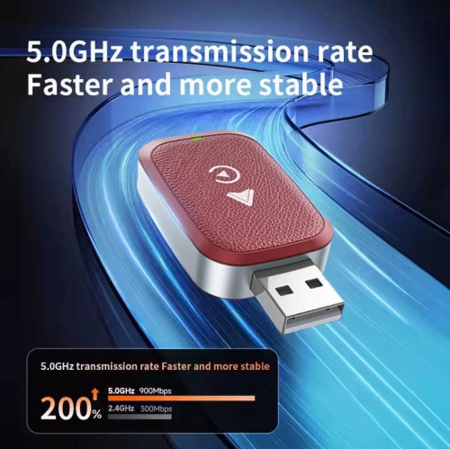 2 in 1 Wireless Network Card Wired to Wireless Carplay Adapter for Apple Carplay Android Car Wireless Adapter - Jet Black