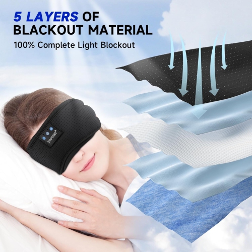 Bluetooth sleep headset eye mask bone conduction headset eye mask 3D stereo eye mask gift light luxury deep sleep men and women sleep - lotus color