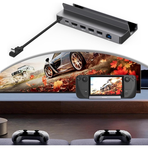 Console de jeu de type C Station d'accueil Stean Deck/ROG/Switch Station d'accueil portative convertisseur 6-en-1 ROG/Steam Deck Base - Convient à la