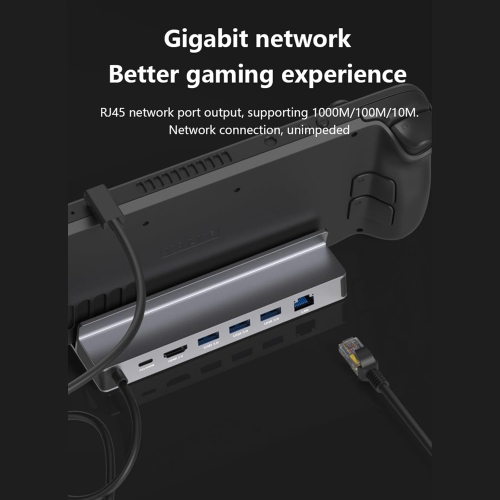 Console de jeu de type C Station d'accueil Stean Deck/ROG/Switch Station d'accueil portative convertisseur 6-en-1 ROG/Steam Deck Base - Convient à la