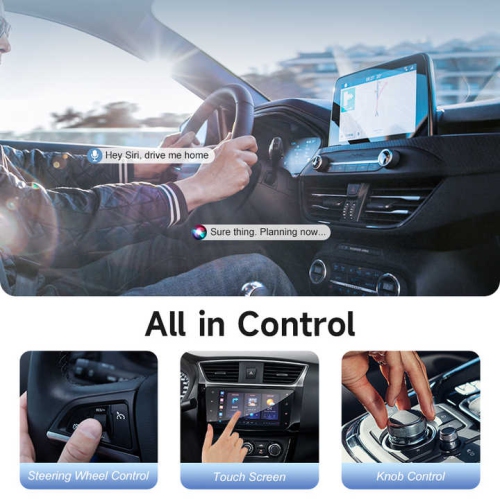 2 in 1 Wireless Network Card Wired to Wireless Carplay Adapter for Apple Carplay Android Car Wireless Adapter -Carbon Fiber