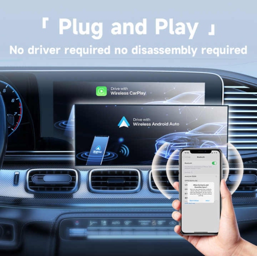 2 in 1 Wireless Network Card Wired to Wireless Carplay Adapter for Apple Carplay Android Car Wireless Adapter - Glossy