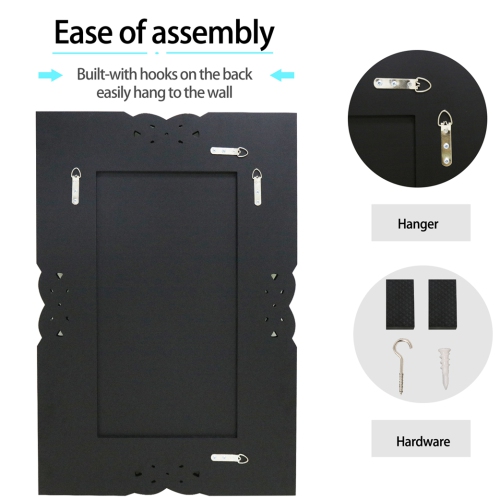 Crushed Diamond Wall Mirror, 36 x 24 Inch Rectangular Glass Silver Vanity with Decorative Glam Bling Crystal Frame Edge, Luxury Home Art Decor for