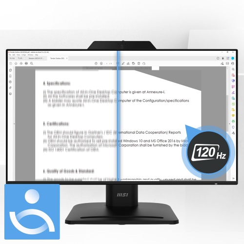 MSI 24" Conferencing Monitor, IPS, 1920 x 1080, 120Hz, Built-in Webcam and Speaker, Height Adjustable (PRO MP242PMG)