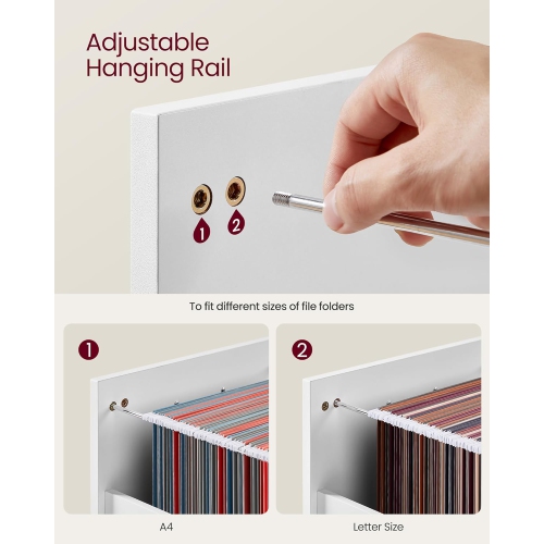 Classeur mobile VASAGLE à roulettes – 2 tiroirs, tablette ouverte, pour dossiers de format A4 et lettre, blanc nuage