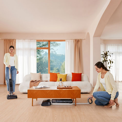 Tineco GO HammerHead Aspirateur Laveur de Plancher Dur Sans Fil Direction Pivotante Grand Angle Autonettoyage
