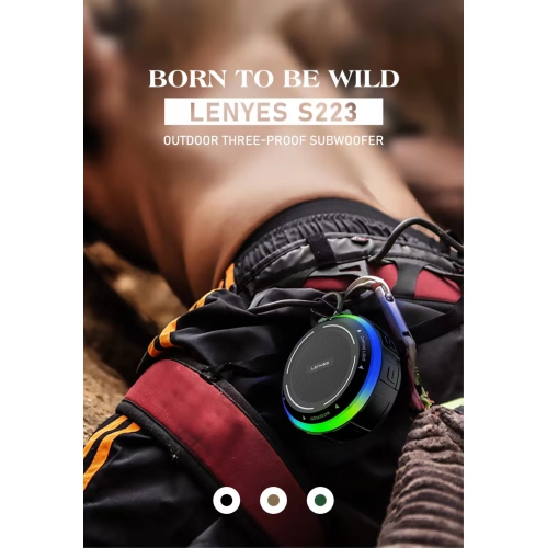 LENYES S223 Portable RGB Bluetooth Speaker | BT 5.3 Low-Latency • IPX6 Dust & Water Resistant • 5 W RMS Full-Range Driver • 1500 mAh = 20 h Playtime