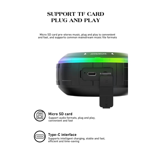 LENYES S223 Portable RGB Bluetooth Speaker | BT 5.3 Low-Latency • IPX6 Dust & Water Resistant • 5 W RMS Full-Range Driver • 1500 mAh = 20 h Playtime