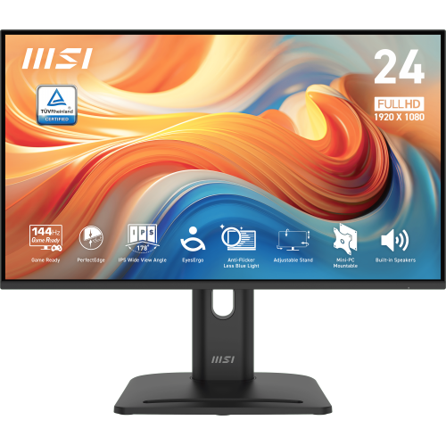 MSI 23.8" 1920 x 1080 144Hz 1ms (MPRT) / 4ms (GTG) IPS Monitor Tilt Swivel Height and Pivot adjustable, Speaker (PRO MP245PG E14)