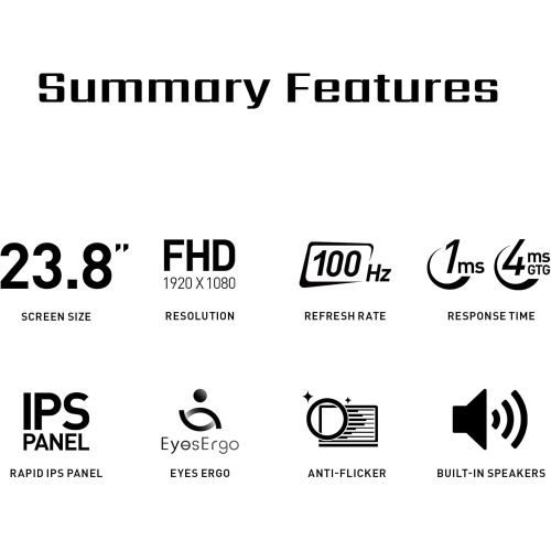 MSI 23.8" 1920 x 1080 144Hz 1ms (MPRT) / 4ms (GTG) IPS Monitor Tilt Swivel Height and Pivot adjustable, Speaker (PRO MP245PG E14)