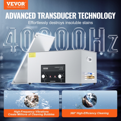 VEVOR 22L Ultrasonic Cleaner with Heater Timer & Basket, Professional Digital Sonic Cavitation Machine, 480W Cleaning Machine for Lab Tools, Metal