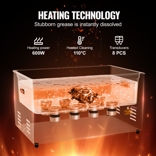 VEVOR 22L Ultrasonic Cleaner with Heater Timer & Basket, Professional Digital Sonic Cavitation Machine, 480W Cleaning Machine for Lab Tools, Metal