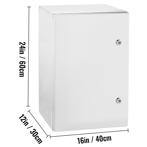 VEVOR 24 x 16 x 12'' Steel Electrical Box, Carbon Steel Hinged Junction Box, IP65 Weatherproof Metal Box Wall-Mounted Electronic Equipment Enclosure