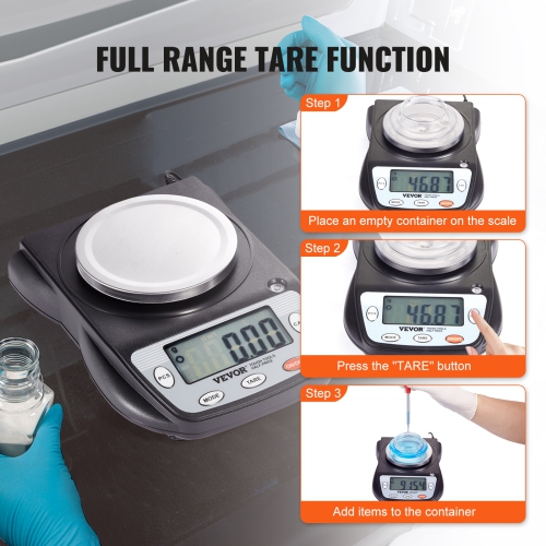 VEVOR 600g x 0.01g Analytical Balance, Accuracy High Precision Lab Scale, 6 Units Conversion Electronic Scientific Laboratory Scale, LCD Display