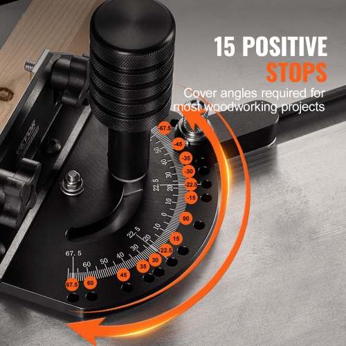 Manomètre à onglets de précision VEVOR 3/4' x 3/8'', fente standard, alliage d'aluminium pour scie à onglets avec râpe à 15 angles de 19-35&nbsp;po,