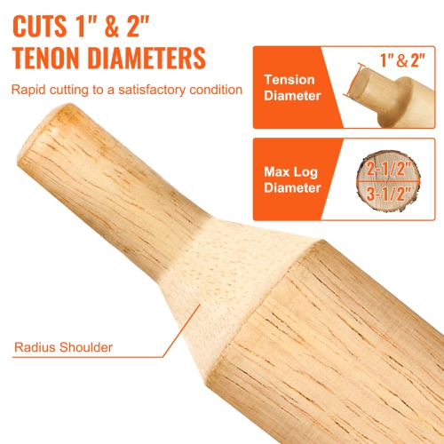 VEVOR 1"/25.4mm Tenon Cutter, 2"/50.8mm Diameter, with Dual Straight Blades & Button Screws Home Master Kit, Premium Aluminum & Steel Log Furniture