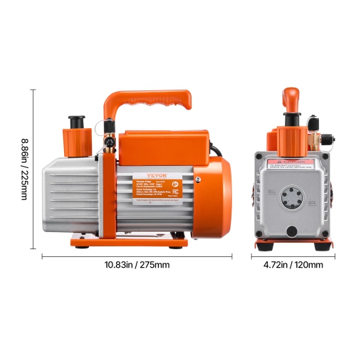 VEVOR 3.5 CFM Vacuum Pump, HVAC Single Stage Rotary Vane Vacuum Pump, for R134a R22 R410a Systems, Auto AC Vacuum Pump Kit with Oil Bottle, for