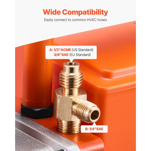 Pompe à vide VEVOR de 6 pi3/min, pompe à vide à aubes rotatives HVAC à 2 étapes, pour systèmes R134a R22 R410a, kit de pompe à vide automatique AC