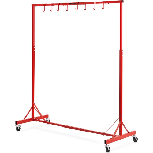VEVOR 5 ft-7 ft Painting Rack, Adjustable Height, 66 lbs Capacity Automotive Paint Rack Stand, 8 Hooks Painting Drying Rack with 4 Swiveling Wheels,