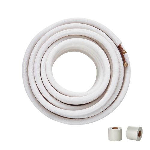 VEVOR  50Ft Mini Split Line Set, 1/4" & 3/8" O.d Copper Pipes Tubing And Triple-Layer Insulation, for Mini Split Air Conditioning Refrigerant Or