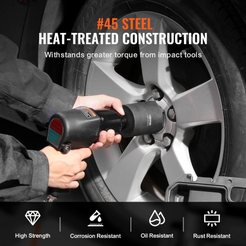 VEVOR 1/2 inch Spindle Nut Socket Tool Kit, Drive 6 Piece Axle Hub Nut Socket Set, for Ford, 4WD Vehicles and GM Vehicles, with Storage Case, Axle