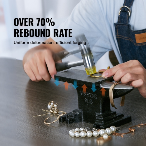 VEVOR 8.8Lbs Cast Steel Anvil, Single Horn Anvil, High Hardness Rugged Round Horn Anvil Blacksmith, Compact Design and Stable Base, Forge Tools and