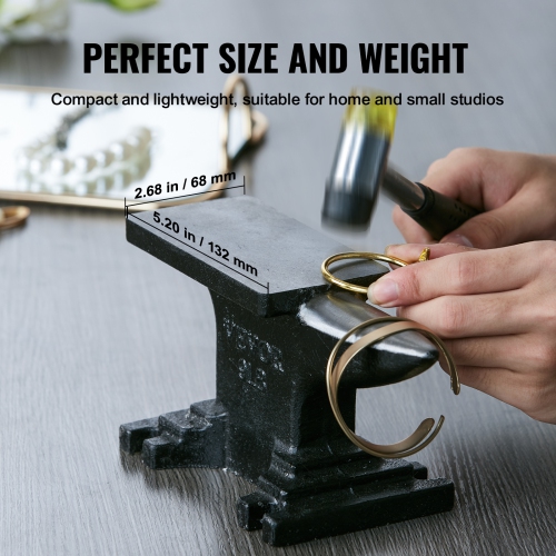 VEVOR 8.8Lbs Cast Steel Anvil, Single Horn Anvil, High Hardness Rugged Round Horn Anvil Blacksmith, Compact Design and Stable Base, Forge Tools and