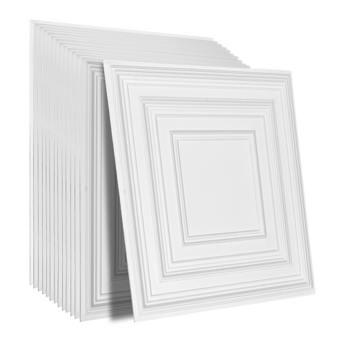 VEVOR 12-Pack Ceiling Tiles, 24 x 24 in, Drop Ceiling Tiles Premium PVC Sheet, Easy Installation/ Cutting Plastic Glue-up Ceiling Tile, Ceiling