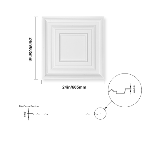 VEVOR 12-Pack Ceiling Tiles, 24 x 24 in, Drop Ceiling Tiles Premium PVC Sheet, Easy Installation/ Cutting Plastic Glue-up Ceiling Tile, Ceiling