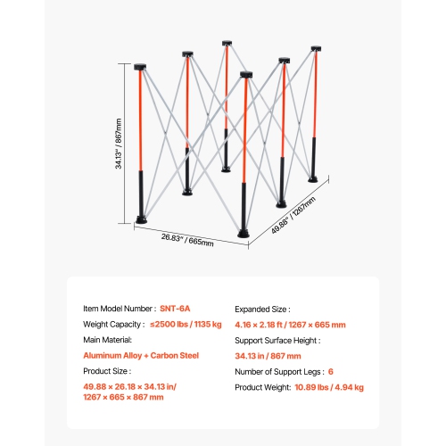 VEVOR 4.16 x 2.18 ft Portable Folding Workstand, Collapsible Workbench, 2500 lbs Weight Capacity, No Assembly Foldable Work Stand with Storage Bag,