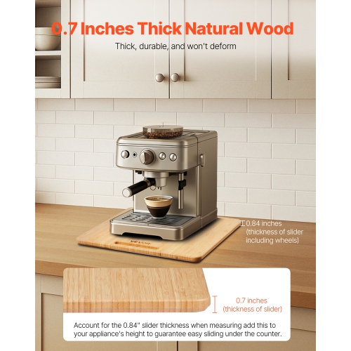 VEVOR Appliance Slider, Medium 13 x 16-inch, Rolling Sliding Tray with Rubber Wheels & Hollow Handle, Easy to Clean, Appliance Rolling Tray for