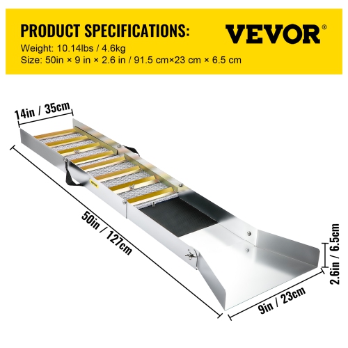 VEVOR 50" Folding Aluminum Alloy Sluice Box, Compact Sluice Boxes for Gold, Lightweight Gold Sluice Equipment, Portable Sluice Boxes with Miner's