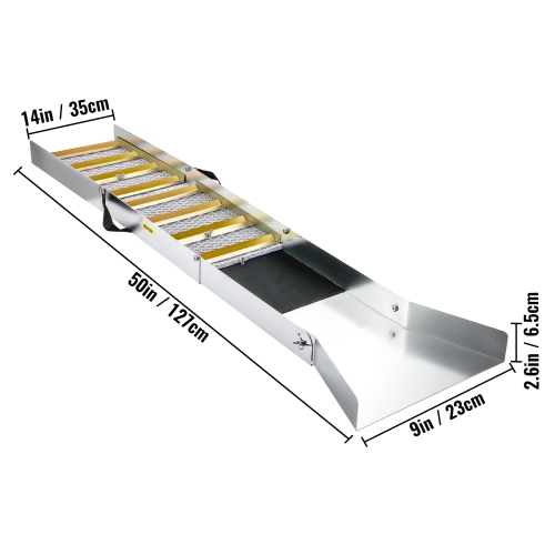 VEVOR 50" Folding Aluminum Alloy Sluice Box, Compact Sluice Boxes for Gold, Lightweight Gold Sluice Equipment, Portable Sluice Boxes with Miner's
