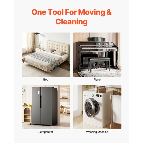 VEVOR Furniture Dolly, Maximum Load 1200 lbs, Heavy Duty Furniture Movers with 5 360° Rotation Wheels, Carbon Steel Panel, Furniture Lift Slider Tool