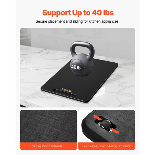 VEVOR Appliance Slider, Large 16 x 12-inch, Rolling Sliding Tray with Silent Rubber Wheels & Hollow Handle, Easy to Clean, Appliance Rolling Tray for