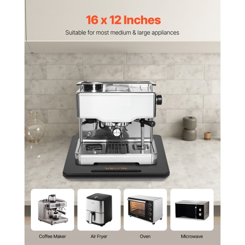 VEVOR Appliance Slider, Large 16 x 12-inch, Rolling Sliding Tray with Silent Rubber Wheels & Hollow Handle, Easy to Clean, Appliance Rolling Tray for