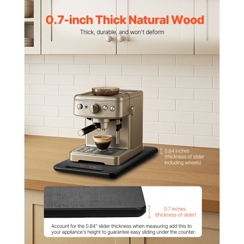 VEVOR Appliance Slider, Large 16 x 12-inch, Rolling Sliding Tray with Silent Rubber Wheels & Hollow Handle, Easy to Clean, Appliance Rolling Tray for