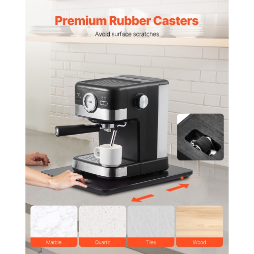 VEVOR Appliance Slider, Large 16 x 12-inch, Rolling Sliding Tray with Silent Rubber Wheels & Hollow Handle, Easy to Clean, Appliance Rolling Tray for