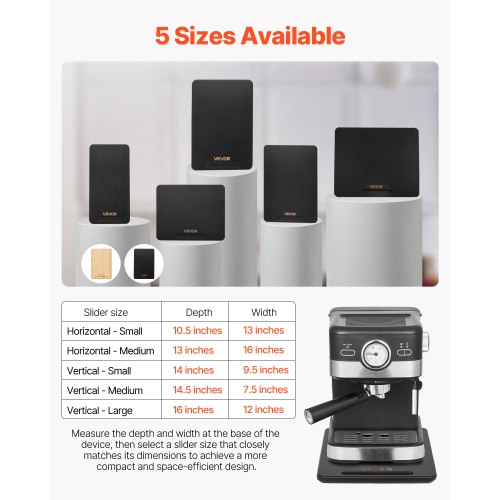 VEVOR Appliance Slider, Large 16 x 12-inch, Rolling Sliding Tray with Silent Rubber Wheels & Hollow Handle, Easy to Clean, Appliance Rolling Tray for