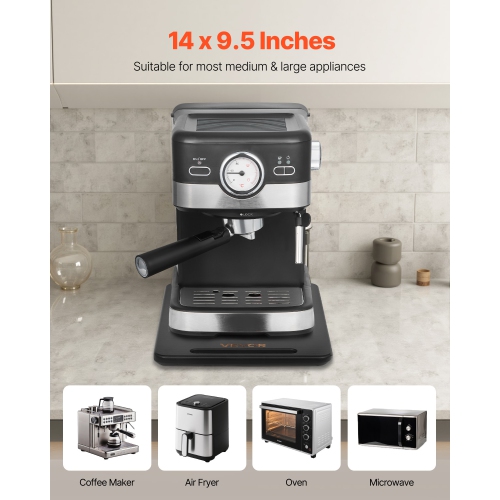 VEVOR Appliance Slider, Small 14 x 9.5-inch, Rolling Sliding Tray with Silent Rubber Wheels & Hollow Handle, Easy to Clean, Appliance Rolling Tray