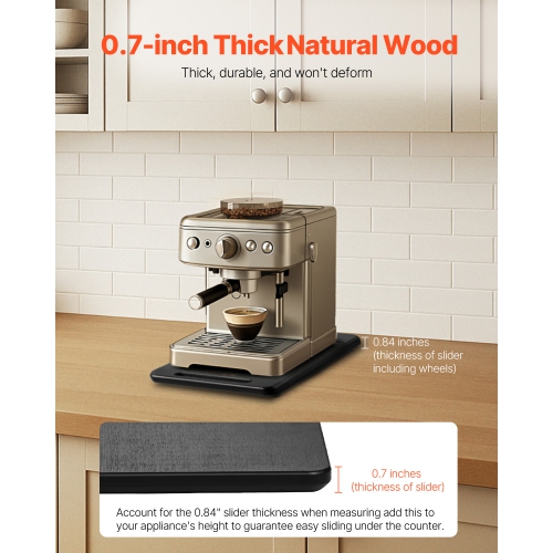 VEVOR Appliance Slider, Small 14 x 9.5-inch, Rolling Sliding Tray with Silent Rubber Wheels & Hollow Handle, Easy to Clean, Appliance Rolling Tray