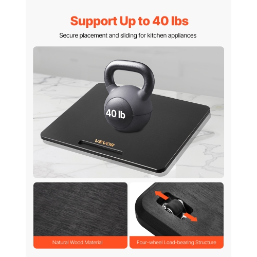 VEVOR Appliance Slider, Medium 13 x 16-inch, Rolling Sliding Tray with Silent Rubber Wheels & Hollow Handle, Easy to Clean, Appliance Rolling Tray