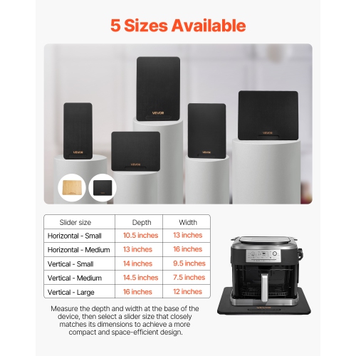 VEVOR Appliance Slider, Medium 13 x 16-inch, Rolling Sliding Tray with Silent Rubber Wheels & Hollow Handle, Easy to Clean, Appliance Rolling Tray