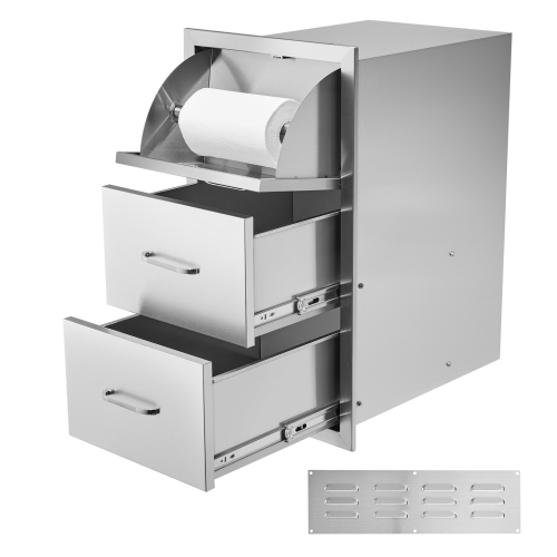 17&nbsp;W x 30 haut. X 21D po de VEVOR – Tiroirs à double accès en acier inoxydable avec porte-essuie-tout pour îlot de barbecue ou poste de barbecue