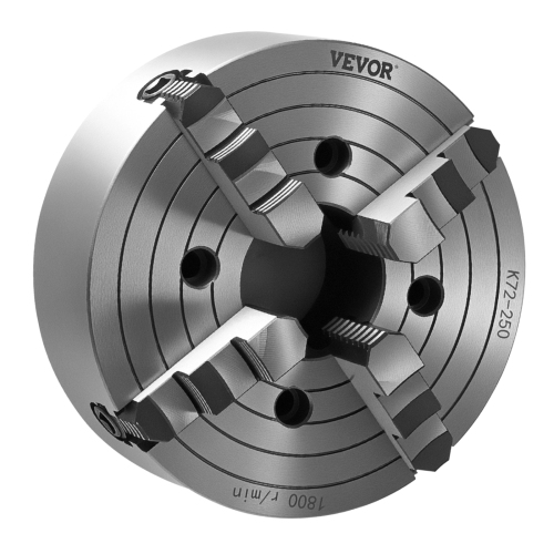 VEVOR 4-Jaw Lathe Chuck, 10 Inch, Self-Centering Chuck, 0.6-9.84 in (15-250 mm) Clamping Range with T-key Fixing Screws Reversible Jaws,HT300