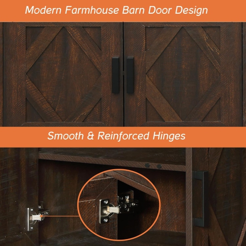 WAMPAT 4-in-1 TV Stand for TVs up to 100",Farmhouse Entertainment Center with 2 Drawers & 4 Doors,63" Media Console Table with Adjustable Shelves for