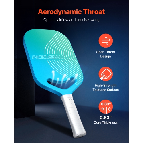 VEVOR T700 Pickleball Paddle with Aero Throat, Carbon Fiber Surface & Honeycomb Core, Professional Pickleball Paddle with Increased Power & Control &